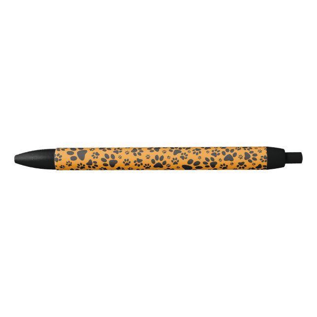 Stylo Noir Pois de chien noir et blanc Pointe Polka sur dahli (Devant)