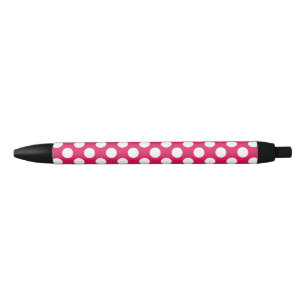 Stylo Noir Pois rose et blanc