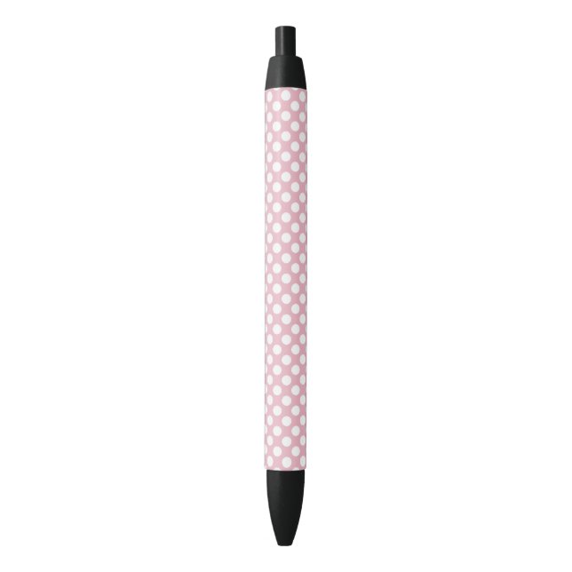 Stylo Noir Pois roses, Motif Pointe Polka, Points, Pointe (devant Vertical)