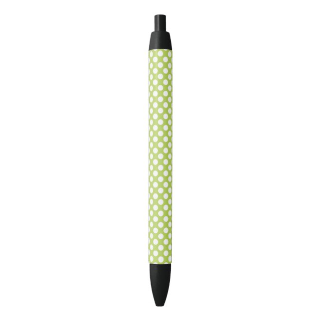 Stylo Noir Pois verts, Motif à points Polka, points, pointill (devant Vertical)