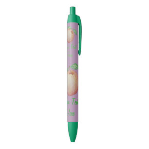 Stylo Noir pomme rouge juicey avec feuilles pour fruiterer