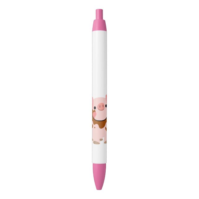 Stylo Noir Porc mignon de chocolat de bande dessinée (devant Vertical)