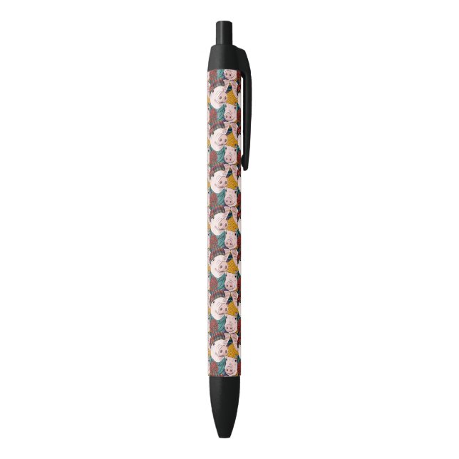 Stylo Noir Porcs avec le motif de casquettes (Bas (Vertical))