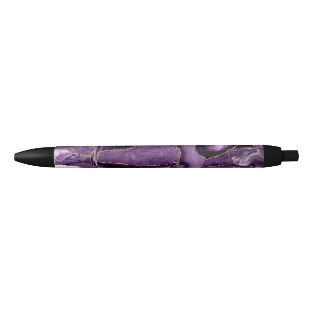 Stylo Noir Porte de parties scintillant violet et or (Devant)