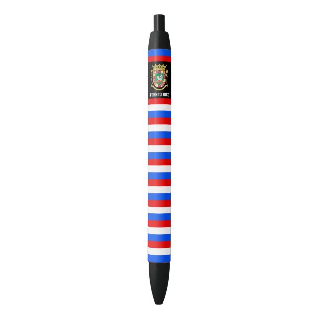 Stylo Noir Porto Rico Drapeau mignon Patriotique (devant Vertical)