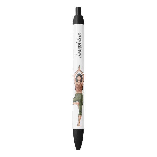 Stylo Noir Pose Arbre Yoga Stretch Exercice Femme d'entraînem (devant Vertical)