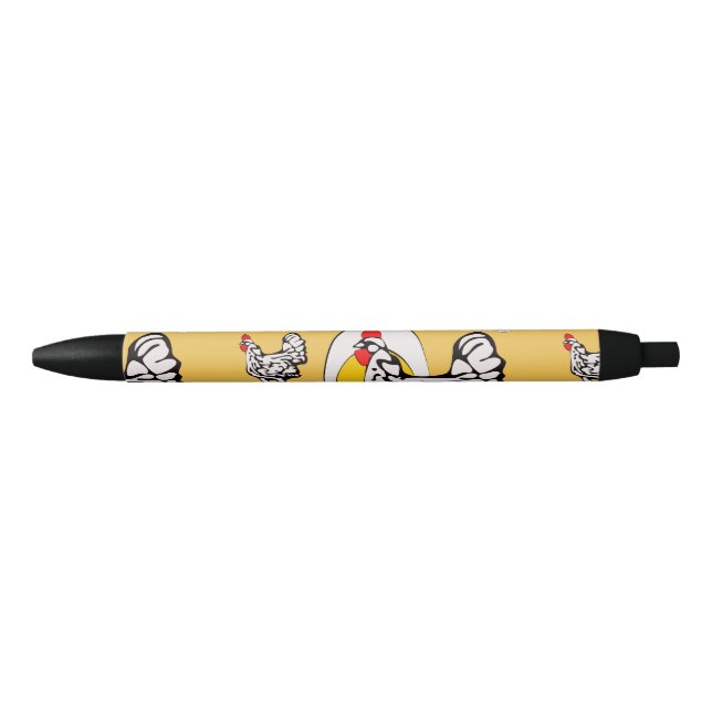 Stylo Noir Poulets rétro (Devant)