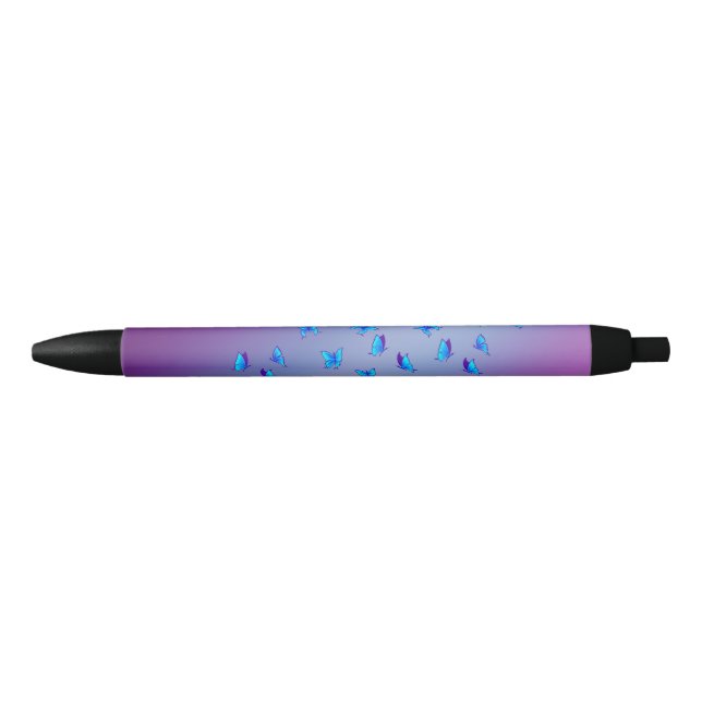 Stylo Noir Poutres de Lune Abstraites et papillons (Devant)