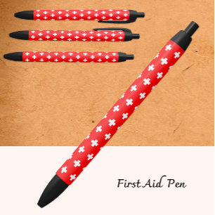 Stylo Noir Premiers secours, médicaments (croix), aide / Drap