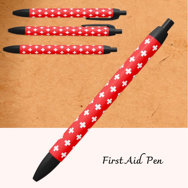 Stylo Noir Premiers secours, médicaments (croix), aide / Drap (Créateur téléchargé)