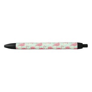 Stylo Noir Preppy Chic Elegant Pink Flamingo Motif