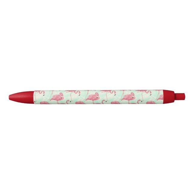 Stylo Noir Preppy Chic Elegant Pink Flamingo Motif (Devant)