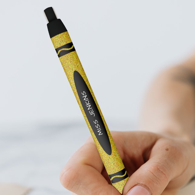 Stylo Noir Professeur de Crayon jaune (Yellow Crayon Teacher Black Ink Pen)