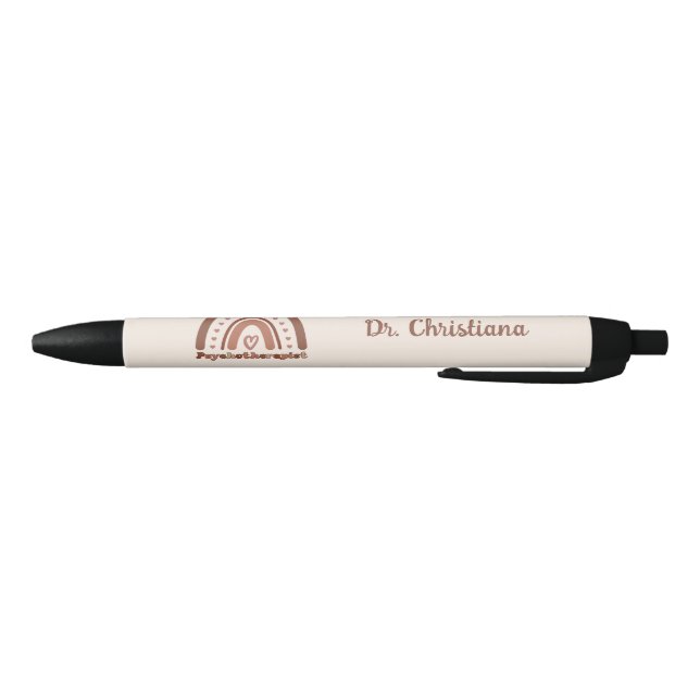 Stylo Noir Psychothérapeute personnalisée Boho Rainbow (Bas)