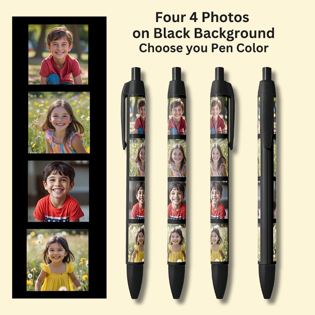 Stylo Noir Quatre photos de 4 Carrés en noir sur noir (Créateur téléchargé)