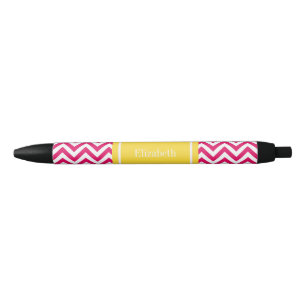 Stylo Noir Raspberry Lg Chevron Ananas Nom Monogramme