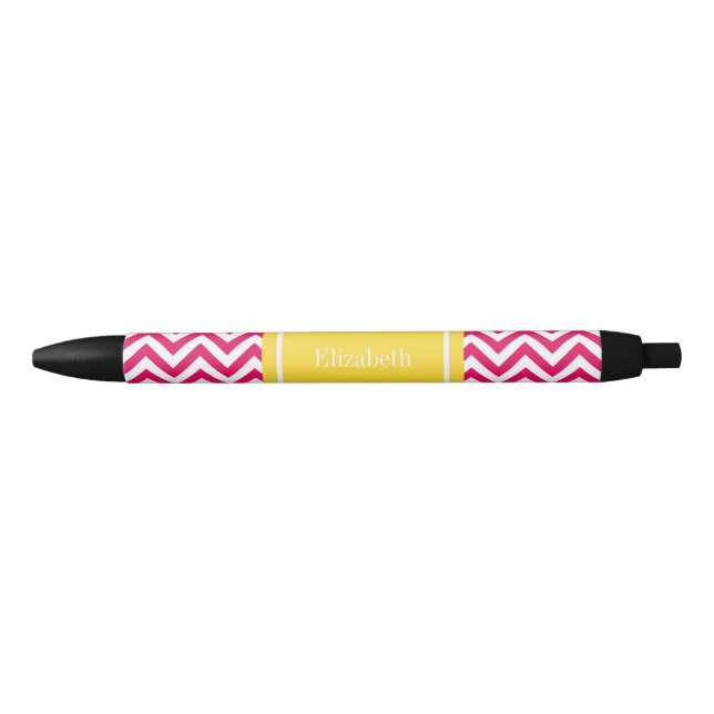 Stylo Noir Raspberry Lg Chevron Ananas Nom Monogramme (Devant)