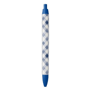Stylo Noir Rayures à Carreaux Crème Bleu