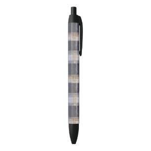 Stylo Noir Rayures Carreaux Crème Bleu