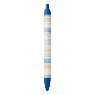 Stylo Noir Rayures Crème Bleu de Plage