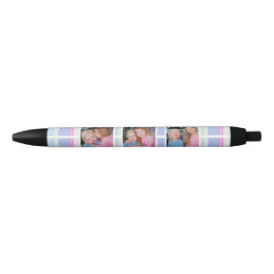 Stylo Noir Rayures Et Points Photo Personnalisée