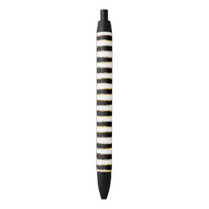 Stylo Noir Rayures noires d'or blanc