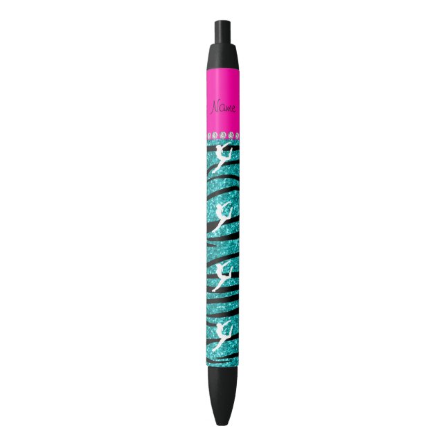 Stylo Noir Rayures nommées de zèbre de parties scintillantes (devant Vertical)