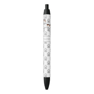 Stylo Noir Red Piebald Siberian Husky Cartoon Chien et nom
