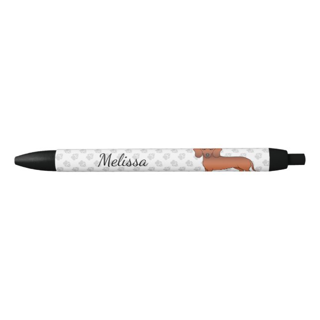 Stylo Noir Red Smooth Coat Dachshund mignon dessin chien et n (Devant)