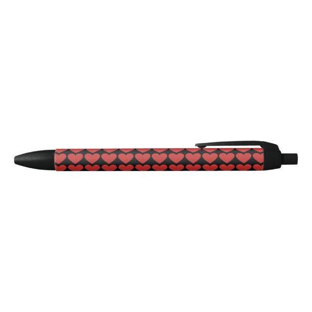 Stylo Noir Reine des coeurs rouges sur noir beau (Haut)