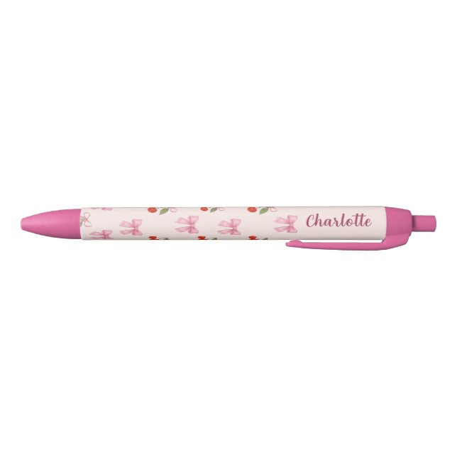 Stylo Noir Retour à l'école Cute rose Coquette Bow Cherry (Bas)