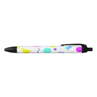 Stylo Noir Retro 80s Memphis Geometric Pattern