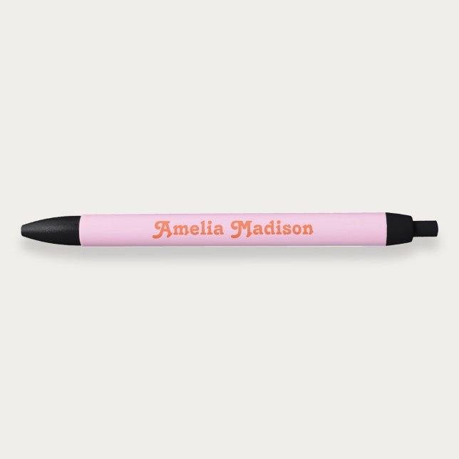 Stylo Noir Retro Decorative Pink Orange Pen (Créateur téléchargé)