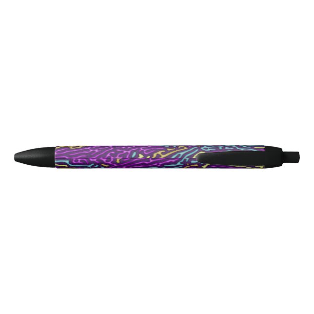 Stylo Noir Retro Neon Maze Motif - Arcade esthétique (Dos)