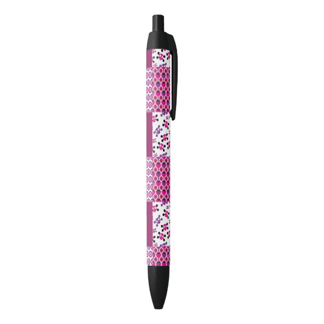 Stylo Noir Rétro point de polka de crâne de fleur (Bas (Vertical))