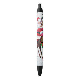 Stylo Noir Rétro renne vintage de Père Noël de Noël
