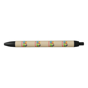 Stylo Noir Robin Cute Et Les Quatre Cadeaux Colorés