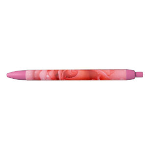 Stylo Noir Romantique Rose rose rouge gouttes d'eau