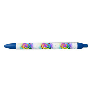 Stylo Noir Rose arc-en-ciel coloré