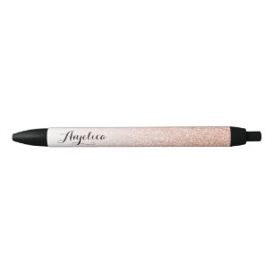 Stylo Noir Rose Gold Faux Parties scintillant Ombre Nom perso