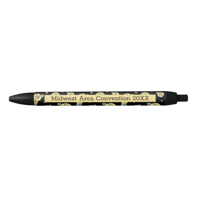 Stylo Noir Rose jaune | Personnalisé noir et jaune (Devant)