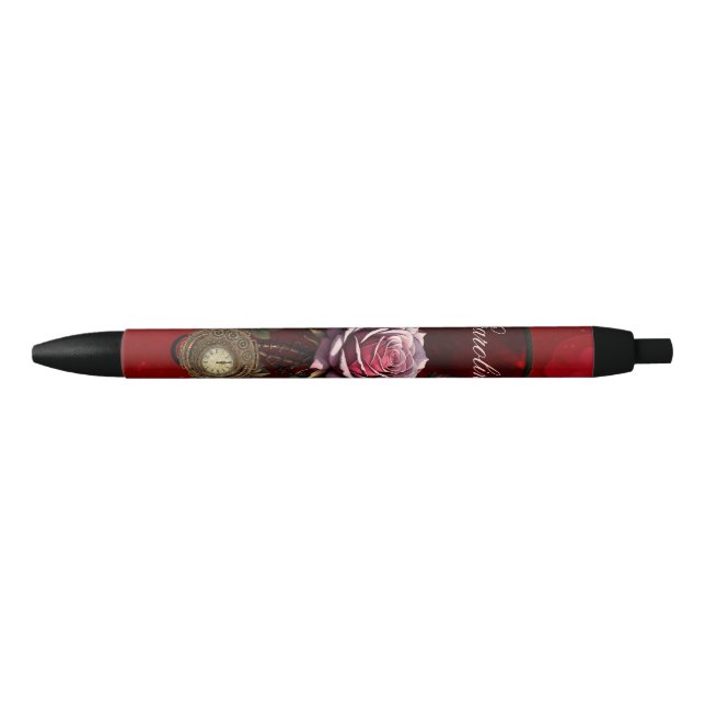 Stylo Noir Rose Steampunk (Devant)