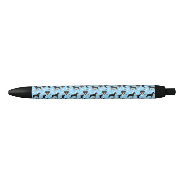 Stylo Noir Rottweiler Chiens Rotties Rottweilers Motif bleu (Devant)