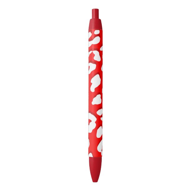 Stylo Noir Rouge Empreinte de léopard blanc (devant Vertical)