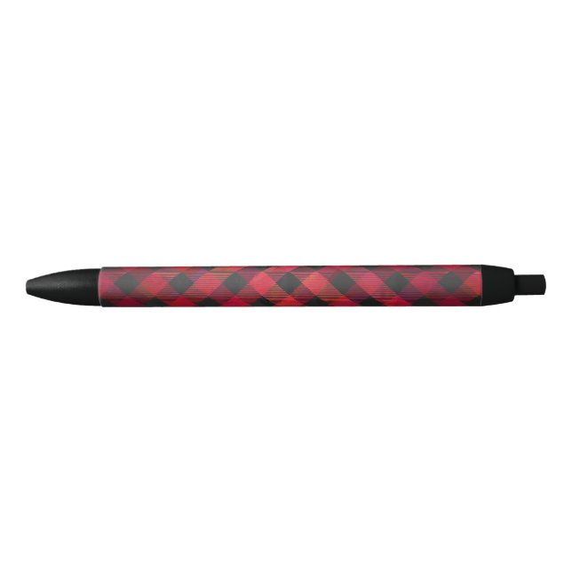 Stylo Noir Rouge et noir À damiers plaid (Devant)
