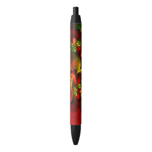 Stylo Noir Rouge vert moderne Floral Abstrait Art Motif #05