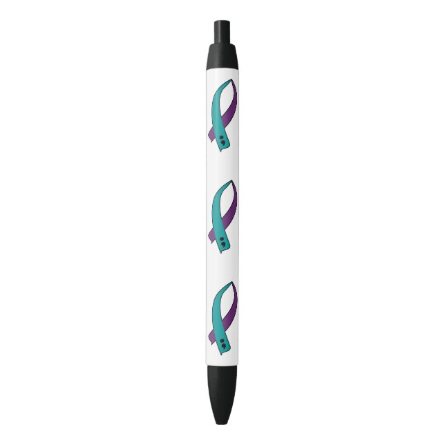 Stylo Noir Ruban de conscience de suicide (devant Vertical)