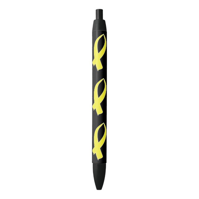 Stylo Noir Ruban de sensibilisation (jaune) (devant Vertical)