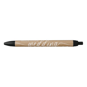 Stylo Noir Rustic Country Kraft Simple Script Wedding Favoris