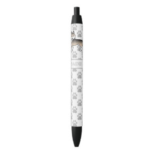 Stylo Noir Sable Husky Sibérien Chien de Dessin Animé & Nom